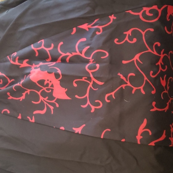 Goth Witch/Vampire Corset Gown w/Burgandy Bat Print Collar & Long Sleeves SZ 12 - Picture 6 of 11